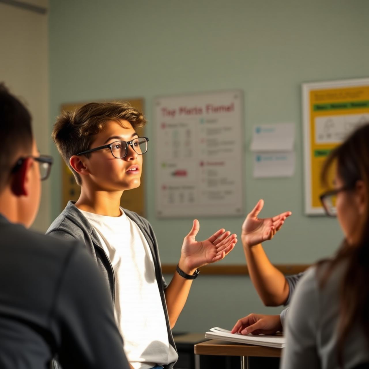 Student presenting an idea